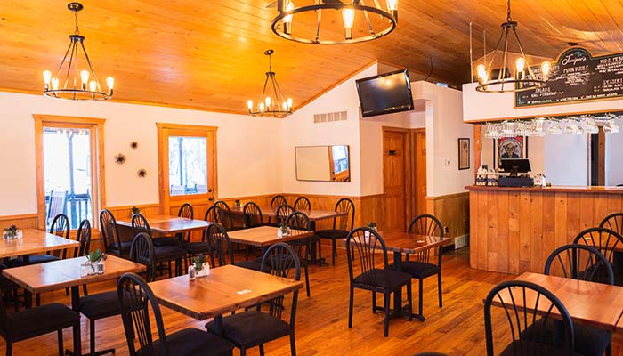 Upper dining room at Juniper's Restaurant is exclusively reserved for indoor ding in Lanesboro during inclement weather